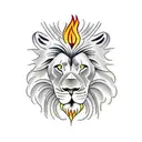 lion with fire mane tattoo design idea