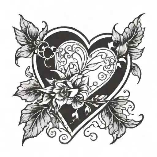 Heart shape outline, A & J design inspired tattoo design idea