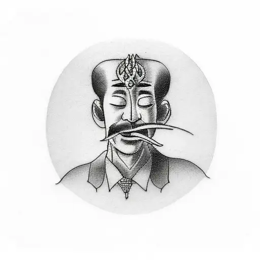 A humorous tattoo of a philosopher magician performing tricks with a witty quote tattoo design idea