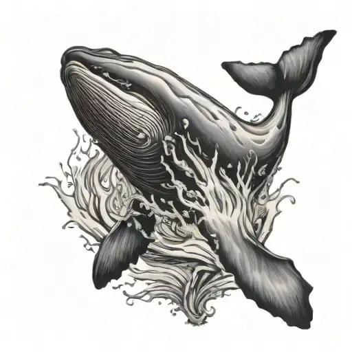 humpback whale emerging tattoo design idea