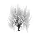 An intricate design of a lone figure sitting under a weeping willow tree, symbolizing solitude and sadness tattoo design idea