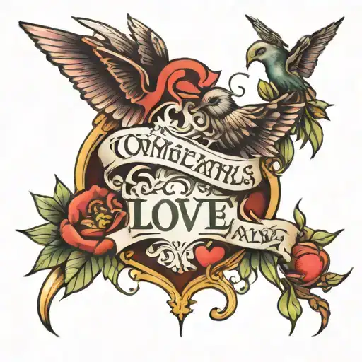 Love conquers all tattoo design idea