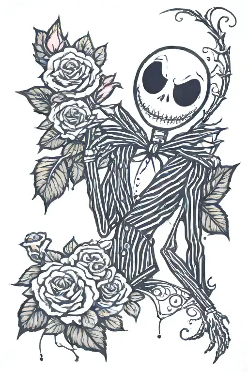 Jack Skellington with roses tattoo design idea