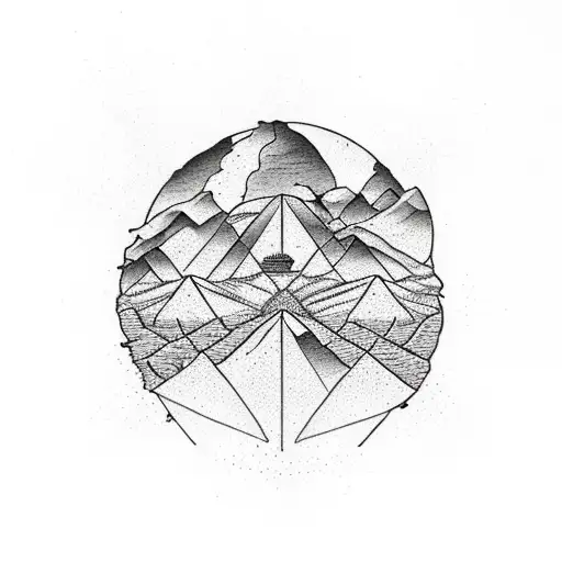 Desert Dunes with Pyramids inside a sphere that is supported by the figure of Atlas tattoo design idea