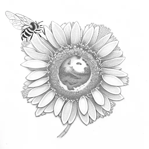 daisy chain with honey bee tattoo design idea