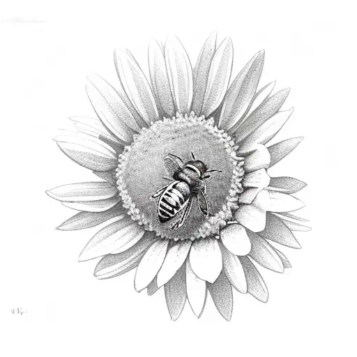 Honey Bee on daisy chain tattoo design idea