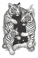 two tiger cubs full moon tattoo design idea