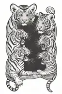 two tiger cubs full moon tattoo design idea