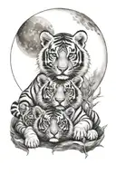 tiger cubs full moon tattoo design idea