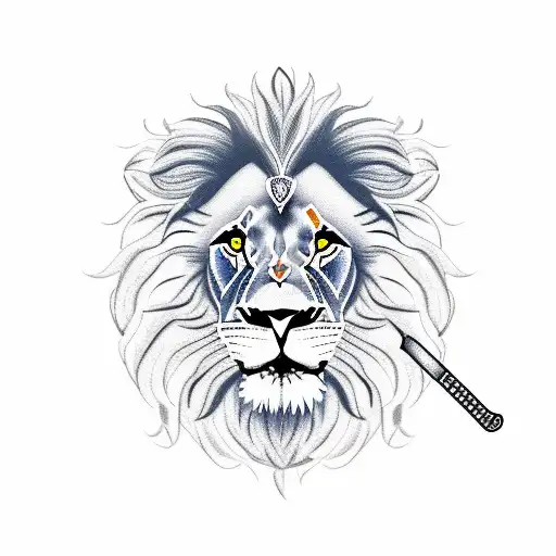 lion with blunt tattoo design idea