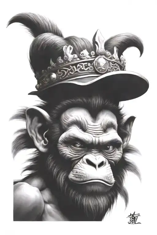 King king face roar monkey king tattoo design idea