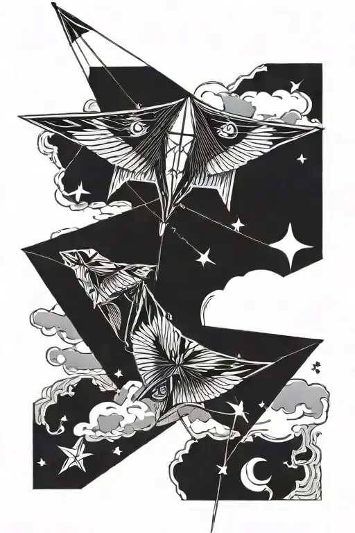 kite flying tattoo design idea