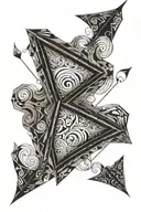 A kite the is connected to the ground and flying in a tornado tattoo design idea