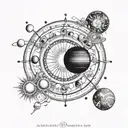 solar system mandala design incorporating elements tattoo design idea