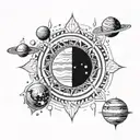 solar system mandala design incorporating elements tattoo design idea