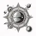 solar system mandala design incorporating elements tattoo design idea