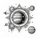 solar system mandala design incorporating elements tattoo design idea