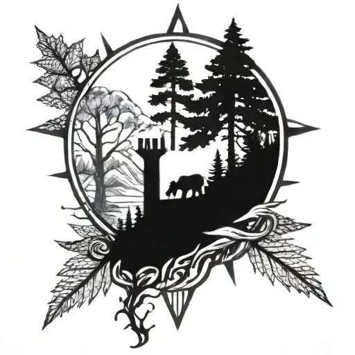 nature adventure power fame unity strength tattoo design idea