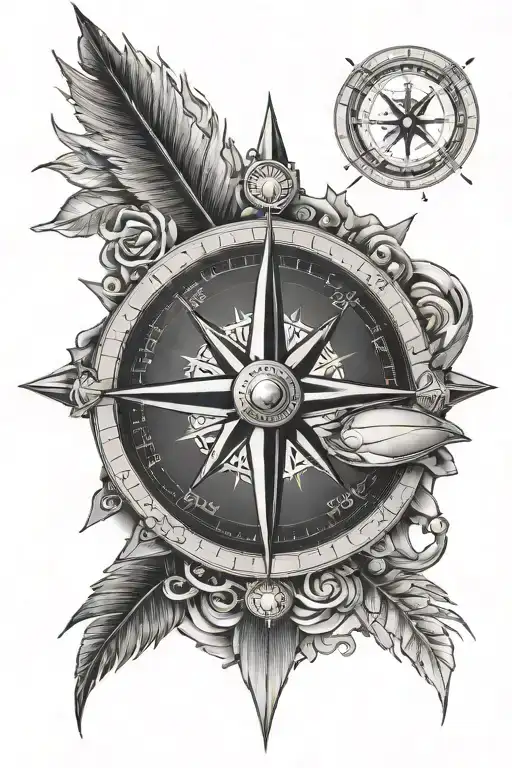 desert then top of desert a compass  then something that resembles fortune  tattoo design idea
