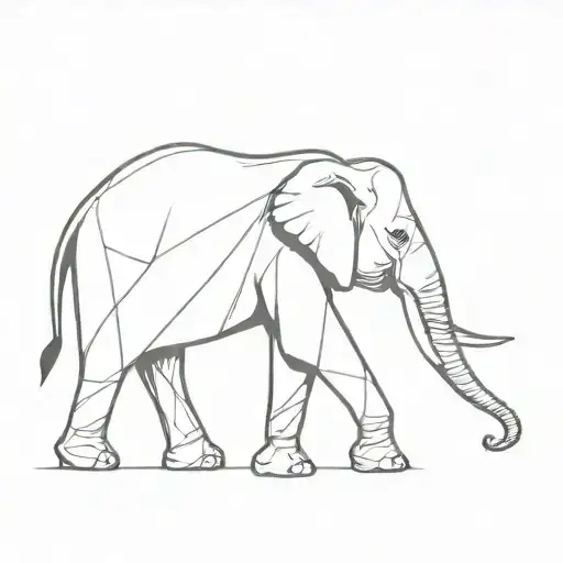 elephant is side view with sharp lines going vertical tattoo design idea