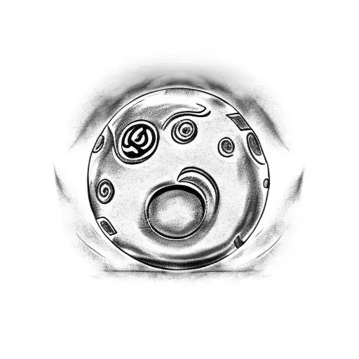 a dragon ball with a strawhat from one piece and konoha logo from naruto tattoo design idea