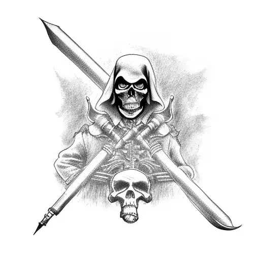 Grim Reaper on motorcycle tattoo design idea