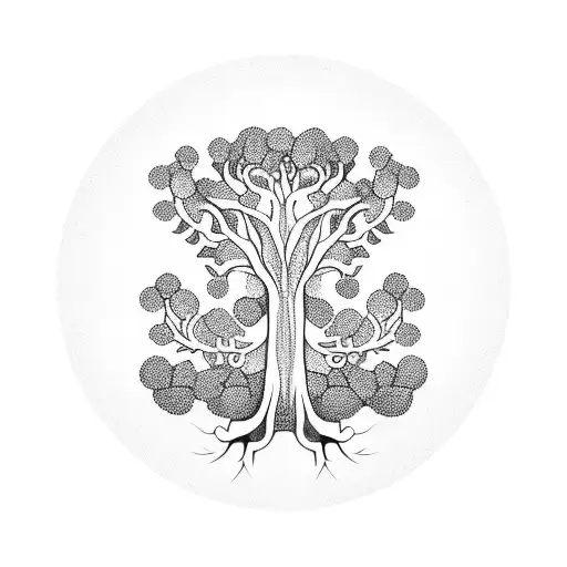 tree of life with 8 circles tattoo design idea