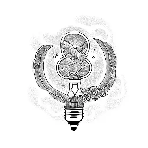 light bulb with waves inside  tattoo design idea