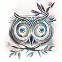 Owl on a branch  tattoo design idea