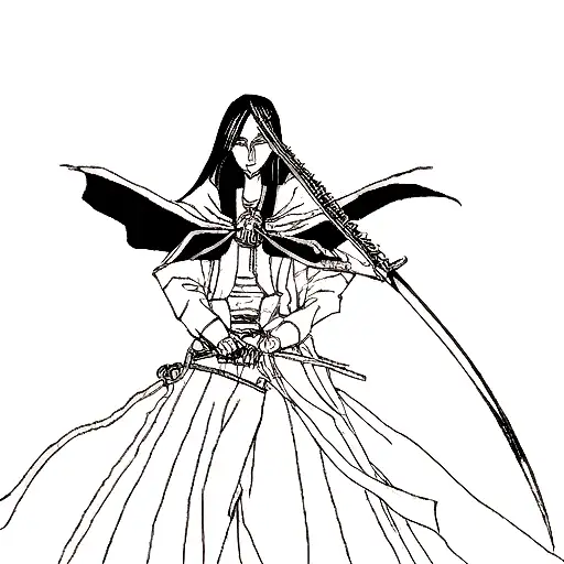 Skull , Unohana and ichigo , Bleach , sword tattoo design idea