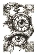clock eye cards tattoo design idea