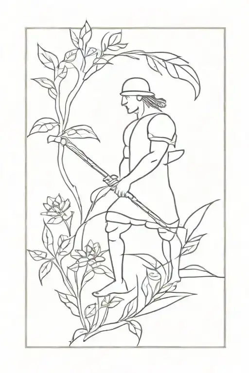 warrior in a garden than a gardener tattoo design idea