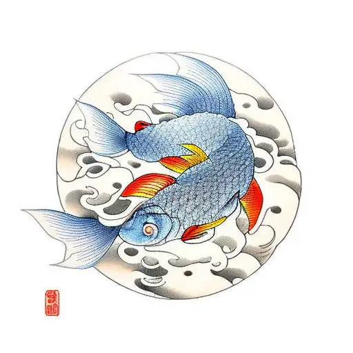 carp in the storm tattoo design idea