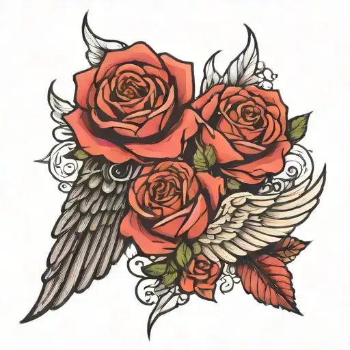 rose and wings mom dad tattoo design idea