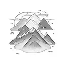 three crosses on mountain clouds  tattoo design idea