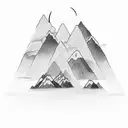 three crosses on mountain clouds  tattoo design idea