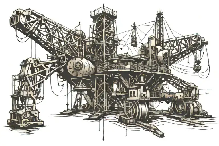 oil rig drilling rig tattoo design idea
