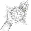 hands of clock face 4:44 am tattoo design idea