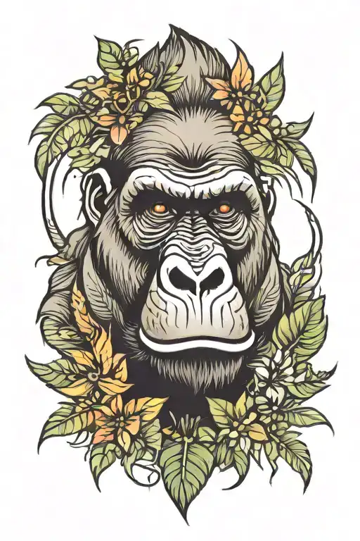 jungle gorilla face tattoo design idea