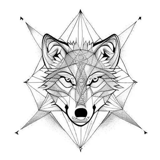 wolf with compass tattoo design idea
