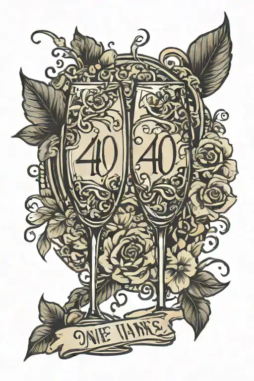 2 champagne glasses one says 40 one says 12 tattoo design idea