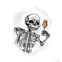 skeleton holding a beer tattoo design idea