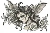 lady devil half angel tattoo design idea