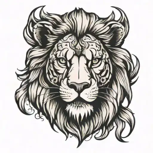 lion face tattoo design idea