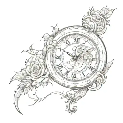 timepiece merging tattoo design idea