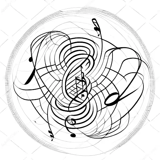 Musical notes intertwined with brain waves tattoo design idea