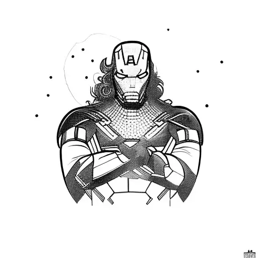 The Avengers of marvel comics in various poses tattoo design idea