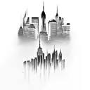 A dynamic blackwork tattoo featuring Thanos in a New York City skyline backdrop. tattoo design idea