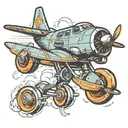 roller skating aeroplane tattoo design idea