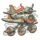 roller skating aeroplane tattoo design idea